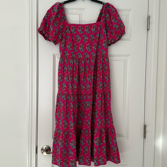 J Crew tiered midi floral smock back dress 10p 10 petite NWT - Picture 2 of 7